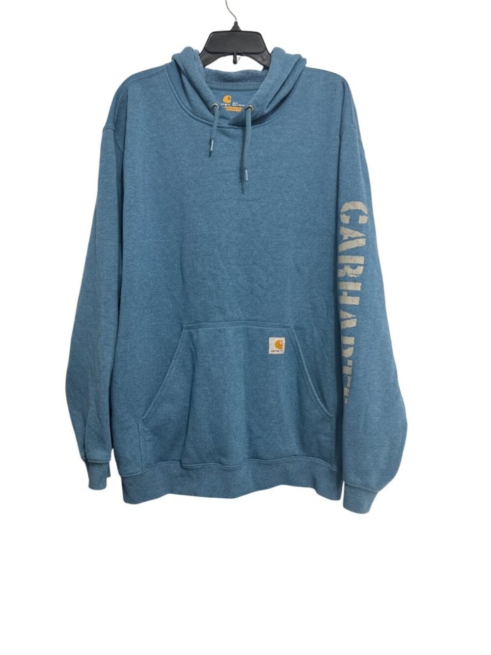 Carhartt Mens 2XL Blue Hoodie With Kangaroo Pocket & Logo Sleeve Design